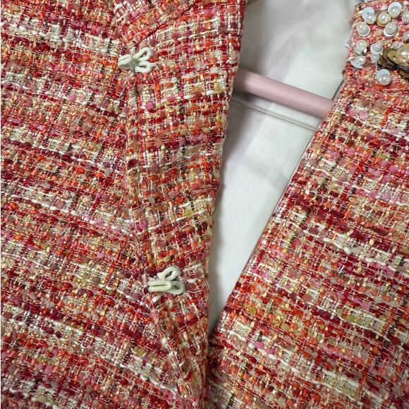 Chico’s Embellished Collar Cuff Tweed Jacket Multicolor Plaid Women’s Size Large - Picture 10 of 16